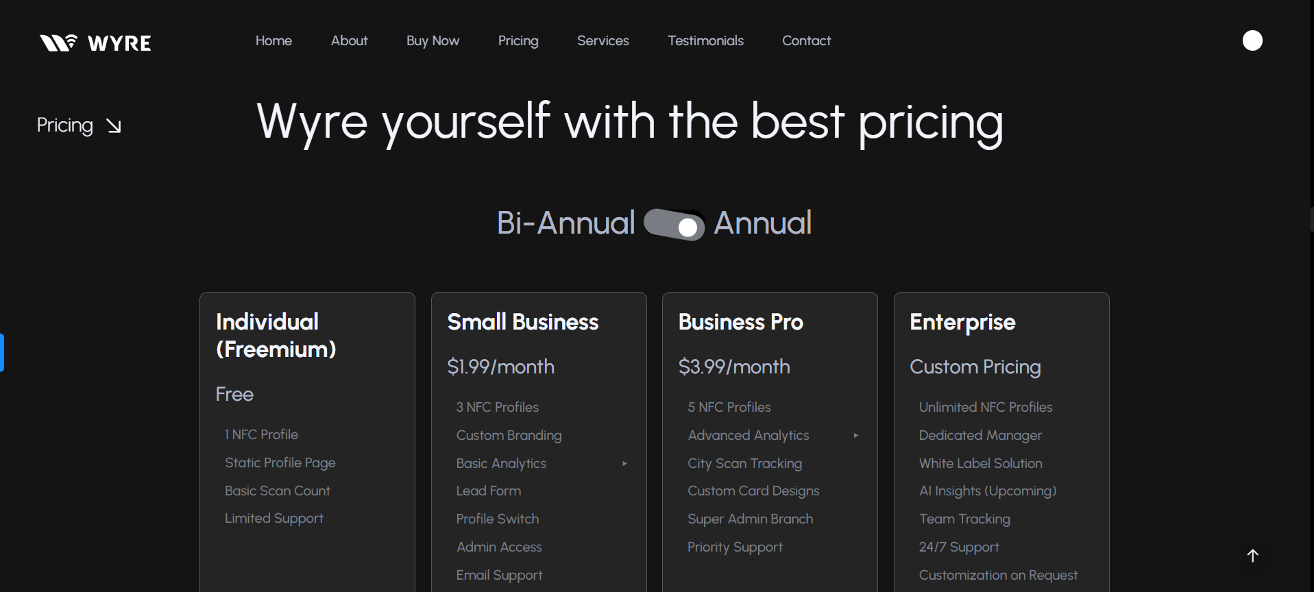 Wyre NFC Website Screenshot 4 - Micro-interaction Detail